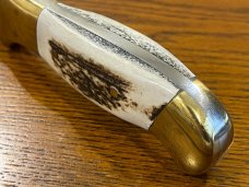 Custom 8 1/2" Trailing Point Hunting Knife w/Stag Scales