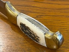 Custom 8 1/2" Trailing Point Hunting Knife w/Stag Scales