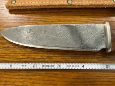 Custom 9" Drop Point Hunting Knife w/Damascus Blade & Wood Handle