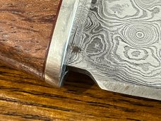 Custom 9" Drop Point Hunting Knife w/Damascus Blade & Wood Handle