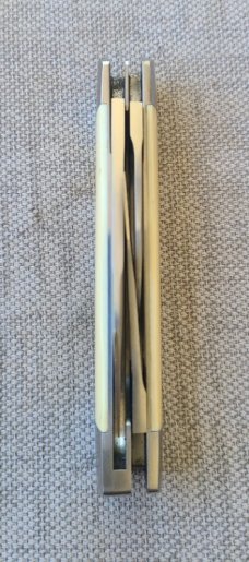 DrT Diamond Edge Cattleman Knife in Ivory....Cpm154...coa and pouch...older build..older price 