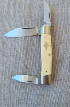 DrT Diamond Edge Cattleman Knife in Ivory....Cpm154...coa and pouch...older build..older price 