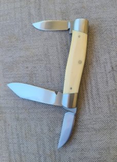 DrT Diamond Edge Cattleman Knife in Ivory....Cpm154...coa and pouch...older build..older price 