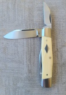 DrT Diamond Edge Cattleman Knife in Ivory....Cpm154...coa and pouch...older build..older price 