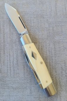 DrT Diamond Edge Cattleman Knife in Ivory....Cpm154...coa and pouch...older build..older price 