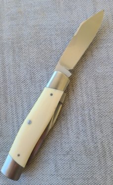 DrT Diamond Edge Cattleman Knife in Ivory....Cpm154...coa and pouch...older build..older price 