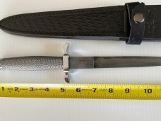 Gil Hibben Damascus Steel Silver Shadow Dagger Knife with Leather Sheath GH441D