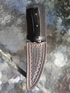 Custom Wharncliff Style Knife with Black Canvas Micarta Handles