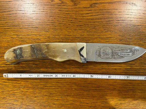 Hunter 8 1/4" Drop Point NAHC Life Member Hunting Knife w/Bone Scales
