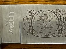 Hunter 8 1/4" Drop Point NAHC Life Member Hunting Knife w/Bone Scales