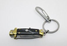 Miniature INOX Stiletto Switchblade Knife Key Chain Synthetic Horn Handle  