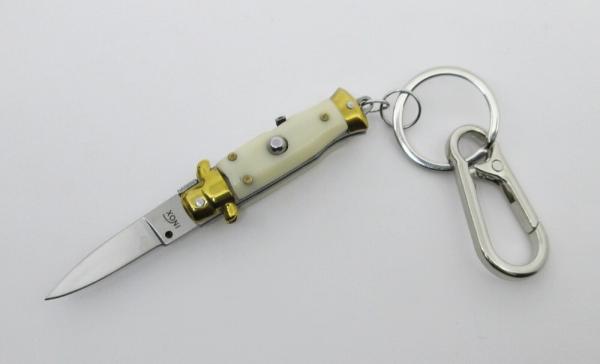 Miniature INOX Stiletto Switchblade Knife Key Chain Synthetic Ivory Handle Miniature INOX Stiletto Switchblade Knife Key Chain Synthetic Ivory Handle