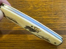 National Blade Admiral 2-Blade Folding Knife w/Scrimshaw Moose Scales Japan