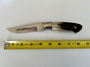 Parker & Son Clip Point Texas Sesquicentennial Knife with Sambar Stag Handle M-1392 Japan (5314)