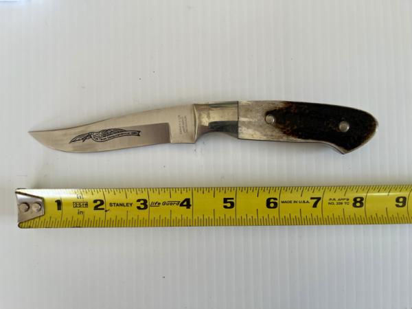 Parker & Son Clip Point Texas Sesquicentennial Knife with Sambar Stag Handle M-1392 Japan (5314) 