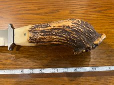 Parker Custom Series Drop Point Hunting Knife w/Crown Stag Handle Hand Made by DAM Japan