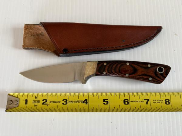 Parker Custom Series Drop Point Hunting Knife w/Hardwood Handle Hand Made by DAM Japan