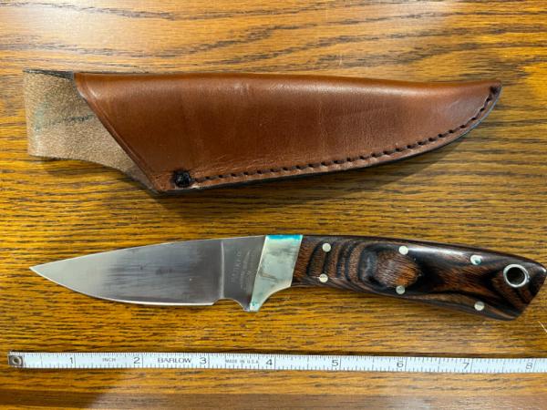 Parker Custom Series Drop Point Hunting Knife w/Hardwood Handle Hand Made by DAM Japan
