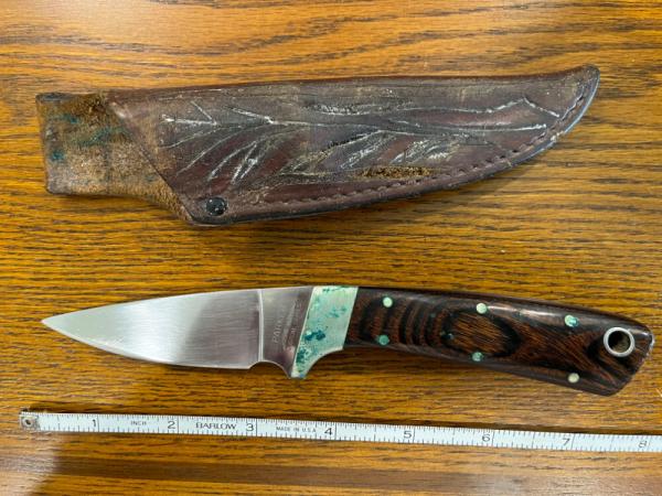 Parker Custom Series Drop Point Hunting Knife w/Hardwood Handle Hand Made by DAM Japan