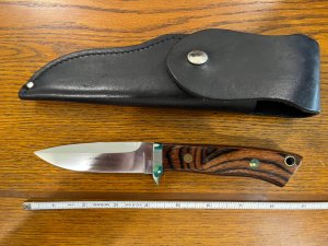 Parker Custom Series Drop Point Hunting Knife w/Hardwood Handle Hand Made by Ichiroh Japan SN#0112
