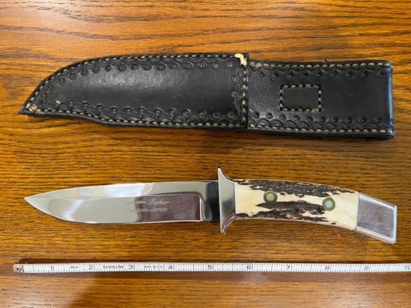Parker Custom Series Drop Point Hunting Knife w/Stag Handle Hand Made by DAM Japan