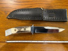 Parker Custom Series Drop Point Hunting Knife w/Stag Handle Hand Made by DAM Japan