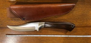 Parker Custom Series Trailing Point Hunting Knife w/Pakkawood Handle Hand Made by DAM Japan
