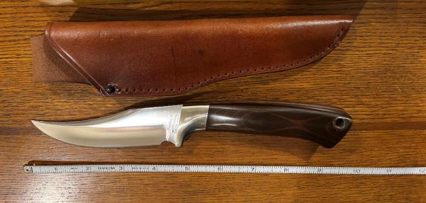 Parker Custom Series Trailing Point Hunting Knife w/Pakkawood Handle Hand Made by DAM Japan