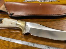 Parker Custom Series Trailing Point Hunting Knife with Sandbar Stag Handle Hand Made by DAM Japan