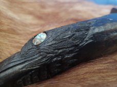 Handmade Raven Bowie Knife - Gorgeous Hand Carved Stag Handle - Opal Eyes!