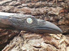 Handmade Raven Bowie Knife - Gorgeous Hand Carved Stag Handle - Opal Eyes!