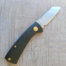 Dymtro Zuznietsov Black Micarta Shadow ..Native...Rwl34...4" closed..Brass hardware..clip slip