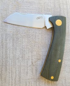 Dymtro Zuznietsov Black Micarta Shadow ..Native...Rwl34...4" closed..Brass hardware..clip slip