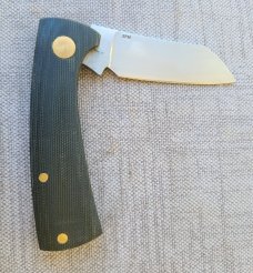 Dymtro Zuznietsov Black Micarta Shadow ..Native...Rwl34...4" closed..Brass hardware..clip slip