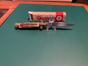 Rostfrei “Stiletto” Kissing Crane Knife, # KC 46S stag handle, Germany, LNIB