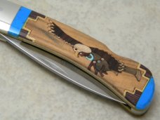 Western USA + Santa Fe Stoneworks Wood/Turquoise Lockback Knife