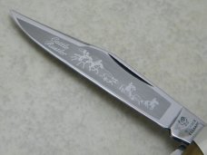 Hen and Rooster Bertram Cutlery Solingen Germany 343C-AP/CR Green Bone Cattle Rustler Stockman Knife