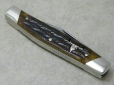 Hen and Rooster Bertram Cutlery Solingen Germany 343C-AP/CR Green Bone Cattle Rustler Stockman Knife