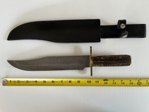 Parker USA Randall Gilbreath Bowie Knife w/Damascus Blade & Stag Handle SN#863