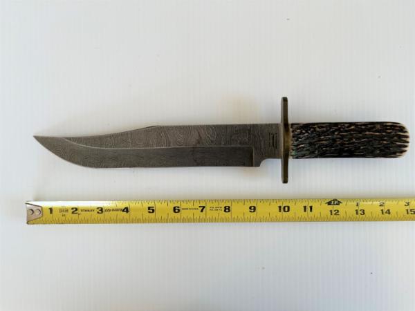 Parker-Edwards Randall Gilbreath Bowie Knife w/Damascus Blade & Stag Handle SN#295