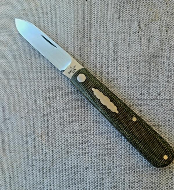 T A Davison Straight Spear Shadow...3 11/16" closed..OD canvas. .Cpm154..jeweled liners..#2385