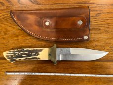 Parker-Edwards Randall Gilbreath Drop Point Fighting Bowie Knife w/440C Stainless Blade & Stag Handl