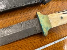 Parker-Edwards Randall Gilbreath Drop Point Fighting Bowie Knife w/Damascus Blade & Bone SN#454