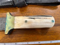 Parker-Edwards Randall Gilbreath Drop Point Fighting Bowie Knife w/Damascus Blade & Bone SN#454