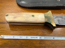 Parker-Edwards Randall Gilbreath Drop Point Fighting Bowie Knife w/Damascus Blade & Bone SN#454