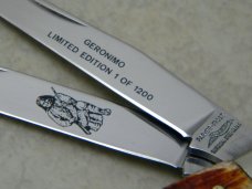 Parker Frost Surgical Steel Japan Bone American Indians Geronimo Slimline Trapper Knife 1 of 1200