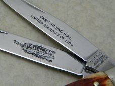Parker Frost Japan Bone American Indians Chief Sitting Bull Slimline Trapper Knife 1 of 1200