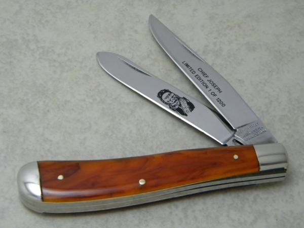 Parker Frost Japan Butter & Molasses American Indians Chief Joseph Slimline Trapper Knife 1 of 1200