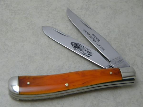 Parker Frost Japan Butter & Molasses American Indians Cochise Slimline Trapper Knife 1 of 1200