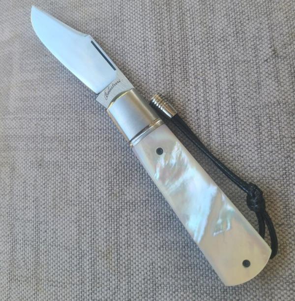 Vincenzo Balistreri Clip Large Barlow.Mother of Pearl..AEB-L..liners..lanyard pin and bead..coa.slip